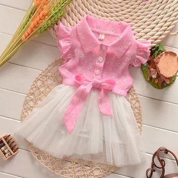 Vasarą merginos medvilnės trumpomis rankovėmis suknelė korėjos baby princess suknelės Vaikų drabužių didmeninės 0-3 Metų