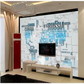 Beibehang Užsakymą didelio masto freskomis 3D stereo freskomis pasaulio žemėlapyje, TV foną, neaustinių ekrano užsklanda papel de parede para quarto
