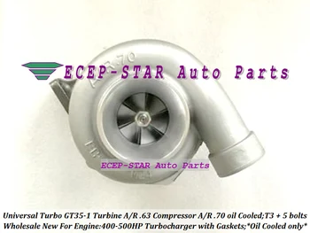 Nemokama Laivas Universali Turbo Alyva aušinamas tik Turbokompresorius GT35-1 Turbina A/R .63 Comp. A/R .70 T3 lizdo 5 varžtais 400-500HP +Tarpikliai
