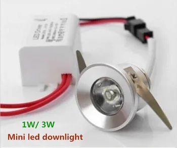 50pieces/daug Mini led kabinetas šviesos 1W/3W mini led šviestuvai AC85-265V Mini led lempa balta arba Šiltai balta CE, RoHS