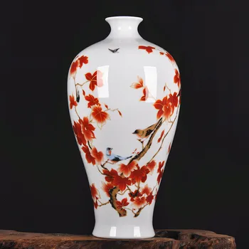 Jingdezhen keramikos aukštos kokybės aukso rudenį klevo lapų Namų Dekoravimo vaza šiuolaikinio gyvenimo kambario apdaila
