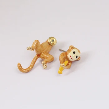 Puikus Ryškus Kinijos Originalus Beždžionė Rankomis Dažyti Emalio Stud Auskarai Unisex Juvelyrikos Boucle Doreille Femme 2017 Oorbellen Kupe