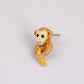 Puikus Ryškus Kinijos Originalus Beždžionė Rankomis Dažyti Emalio Stud Auskarai Unisex Juvelyrikos Boucle Doreille Femme 2017 Oorbellen Kupe