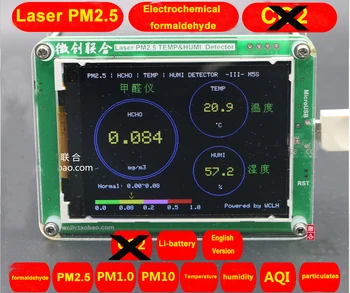 1PC M5S Formaldehido KD2.5 PM1.0 KD10 detektorius KD2.5 dulkių migla Lazerinis jutiklis su Temperatūros ir drėgmės TFT LCD ekranas su Baterija