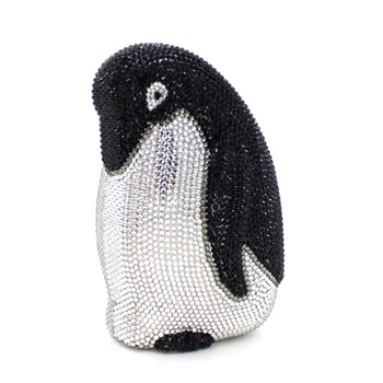 Garsaus Prekės ženklo pingvinas formos black diamond Vakarą Sankabos Rankinės Jaunavedžių Vestuves Vakarienė Pečių Krepšiai, moteriška piniginė piniginės