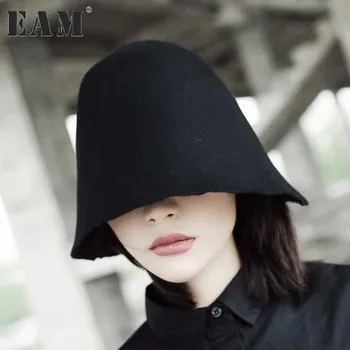 [EAM] 2018 naują pavasario kieta spalva juoda fishmen skrybėlę, moteris visas rungtynes, mados banga
