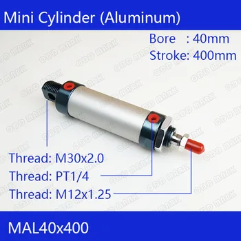 Nemokamas pristatymas barelį 40mm Bore400mm Insulto MAL40x400 Aliuminio lydinio mini cilindrų Pneumatinės Cilindrų MAL40-400