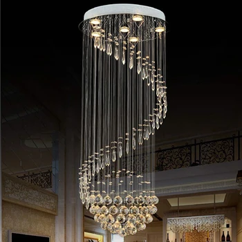 Krištolo Šviesa kambarį atmosferos apskrito villa du kartus laiptai, Lubų lempa sukasi laiptai ilgai modernios lempos