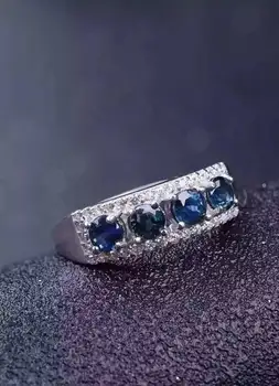 Natūralus mėlynas safyras perlas Žiedas Natūralus akmuo žiedas S925 sterlingas sidabro madinga prabangus masyvo moteris, mergina, vestuvių dovana, Papuošalai