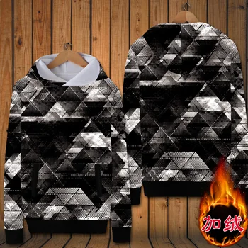 Europos stiliaus mados kūrybos geometrinis modelis spausdinimo puloveris hoodies Rudenį&Žiemos Naujos kokybės negabaritinių megztiniai vyrams