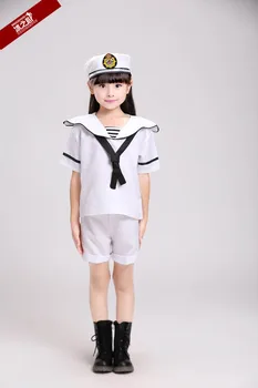 Vaikų šokių suknelė mergaitėms karinio jūrų Laivyno uniformos šiuolaikinio šokio kostiumai vaikams etape drabužiai mergaitėms