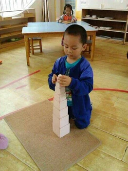 Rožinė Bokštas Montessori Medžiaga, 3D Puzzle Kūrybos Jutiklis Vaikas Švietimo Žaislas, Skirtas Ikimokyklinio Mokymo priemonių Šeimos Vaikų Žaislas