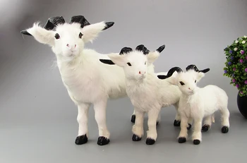 Balta avis žaislas, plastinė ir kailių modeliavimas ožkos modelis , namų puošybai Kalėdų dovana w5805