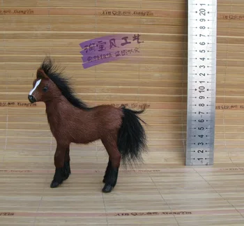 Mažas mielas modeliavimas arklių modelis žaislas dervos&fur mini rudas arklys modelis žaislas dovana, apie 11x3.5x13cm 1985