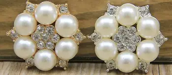 Ping Pearl Jewelry100pcs/daug 26MM metalo kalnų krištolas pearl grupių mygtuką vestuvių embellishment drabužis 