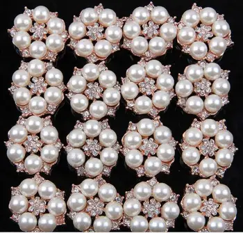 Ping Pearl Jewelry100pcs/daug 26MM metalo kalnų krištolas pearl grupių mygtuką vestuvių embellishment drabužis 