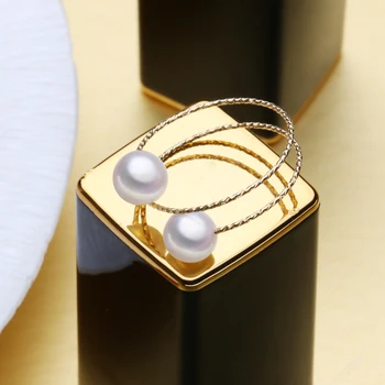 MINTHA prekės 18K yellow gold žiedas ,6-7mm apvalus perlas žiedas už meilę ,smulkių perlų papuošalai nuotakos akmuo Kelis sluoksnius aukso žiedas