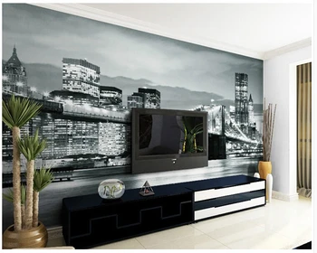 Custom Derliaus tapetai,New York City Night Scene stereo sienos kambarį, miegamąjį, TV foną, sienos tapetai