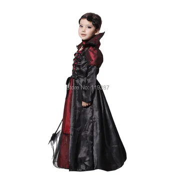 Helovinas vampyras princesė vaikų helovinas kostiumas nėrinių suknelė+ karoliai rinkinys vaikas šalis suknelė veiklos cosplay kostiumai, M-XL