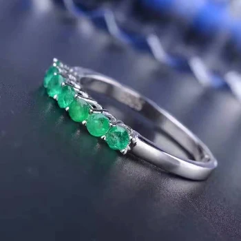 Natūralus smaragdas žiedas kietas 925 sterlingas sidabro smaragdas žiedas 2,5 mm apvalus natūralus smaragdas brangakmenių žiedas paprastas dizainas žiedas