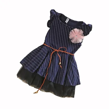 Vaikų drabužiai Mergina be rankovių-Line Vaikų diržo taškų suknelė Mergaitėms Kolegijos Vėjo medvilnės suknelė 2 3 4 5 6 7 metų