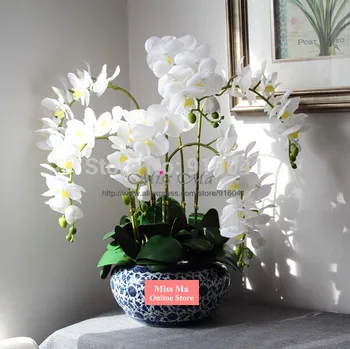 INDIGO - 9pcs/daug Gėlių Arrangment Orchidėjos Lapai Nekilnojamojo Touch Gėlių Lentelė Vestuves Dekoratyvinis Renginys Nemokamas Pristatymas