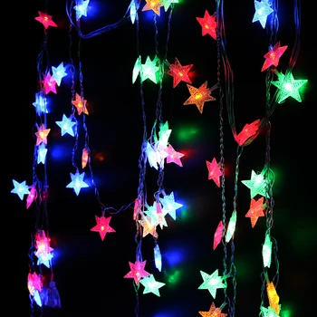 Atostogų Led string Light su valdikliu Ledo juostelės penkių žvaigždučių 96leds AC220V kalėdų dekoro 3.5 M, ne vandeniui šviesos girlianda VR