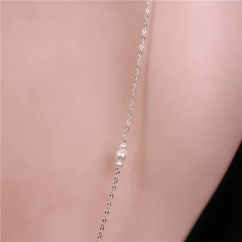 Naujas dizainas perlų karoliukus, fonas neckace atgal gilia V nuotaka vestuvių papuošalai ilgi karoliai atgal grandinės backless suknelė priedai