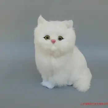 Mielas modeliavimas balta katė polietileno & kailiai, nauja katė modelis apie 24x24cm 209