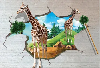 Custom 3D didelės freskomis,3D stereo animacinių filmų žirafa tapetai papel de parede,gyvenamasis kambarys su sofa-lova, TV wall miegamojo sienos popieriaus