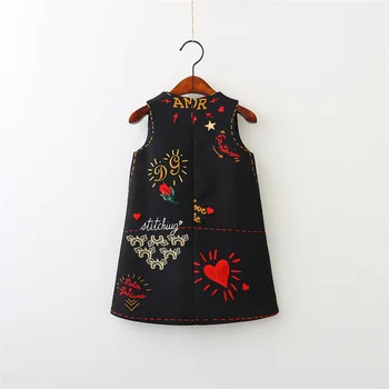 Mergaitės Pavasarį, Rudenį Europos ir Amerikos Stiliaus siuvinėjimų Gėlių liemenė vaikiška suknelė Kūdikių, Mergaičių drabužiai, 2-8Yrs