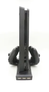 Už PS4 Slim ir PS4 Konsolės Valdikliu Vertikalus Laikiklis Aušinimo Stovas Saugojimo Dvigubas Aušintuvo Ventiliatorius Įkroviklis Docking Station w/ USB HUB