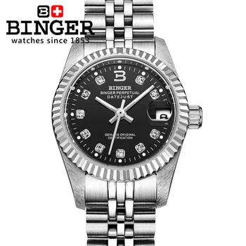 Šveicarijos Laikrodžiai BINGER 18K aukso moteriški laikrodžiai savarankiškai vėjo automatinė likvidavimo mechaninė Laikrodžius BG-0375-2